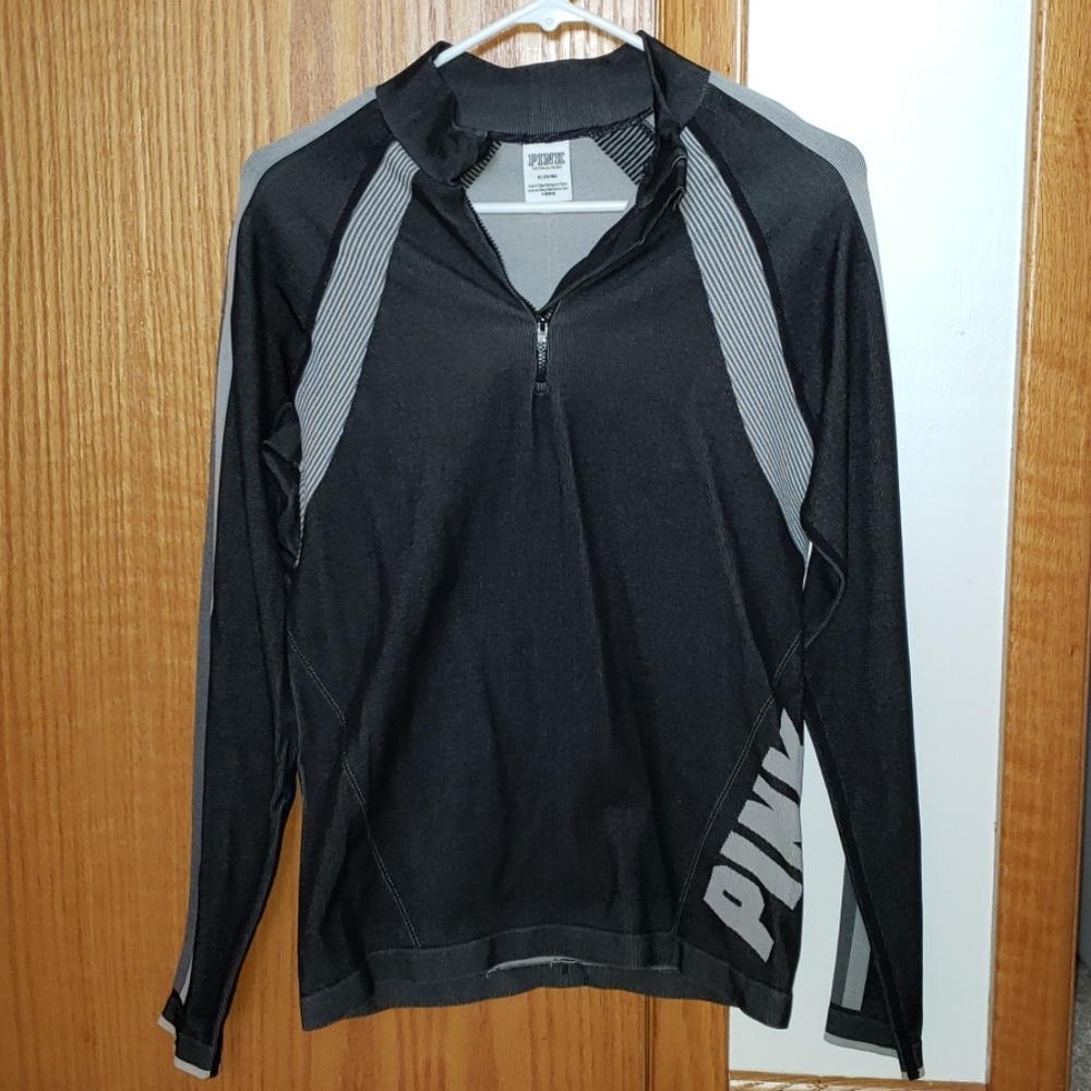 ‼NWOT Black and Gray PINK VS Seamless Quarter Zip